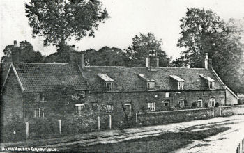 A postcard picture of Bramfield Almshouses