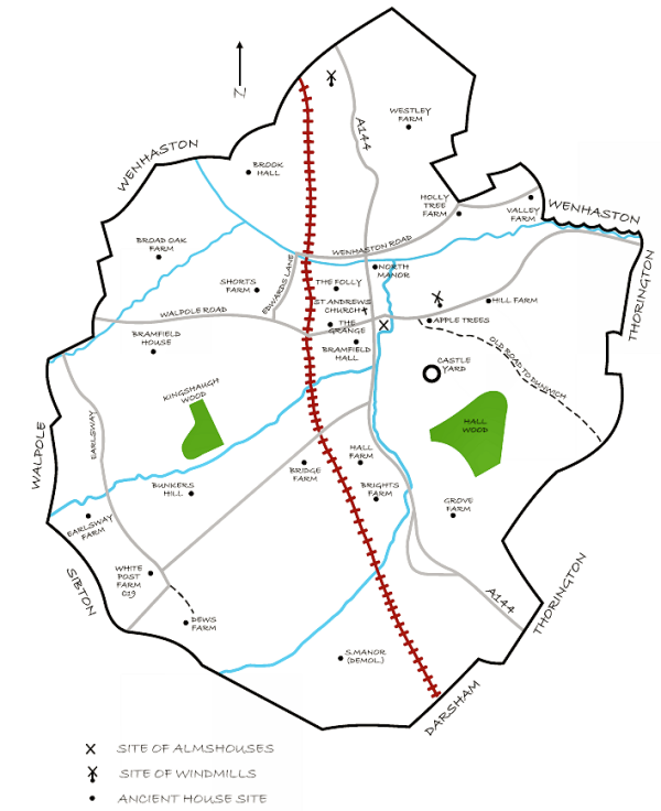 Map of Historic Buildings in Bramfield